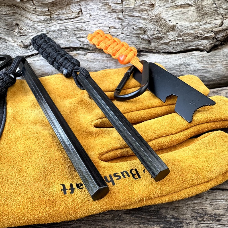 Fire Starting Kit - Handgewebter Seil-Sechskant-Feuerstahl aus Magnesium für Outdoor-Überlebensausrüstung,