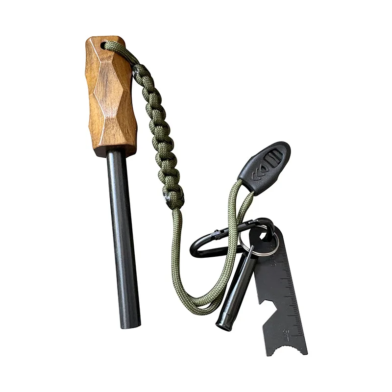 Fire Starting Kit - Neuer Outdoor-Feuerstein-Feuerstarter mit Holzgriff, Zünder, wasserdichte